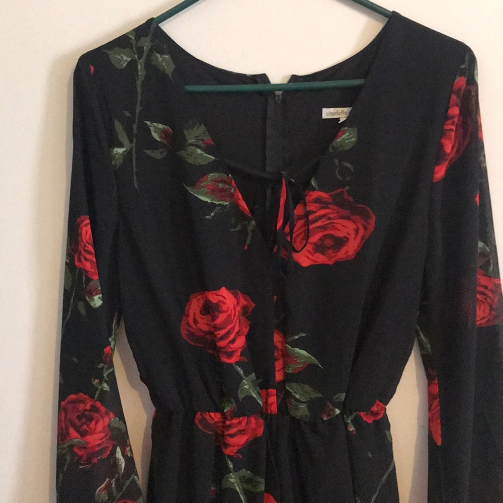 Black with Roses Romper - Picture 2 of 5